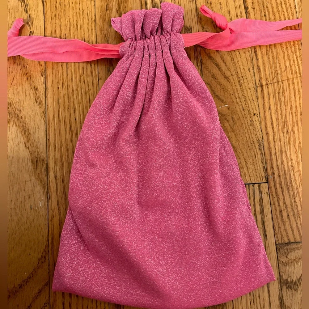 triangl swimwear Pink Shimmer Bikini Set with Drawstring Pouch